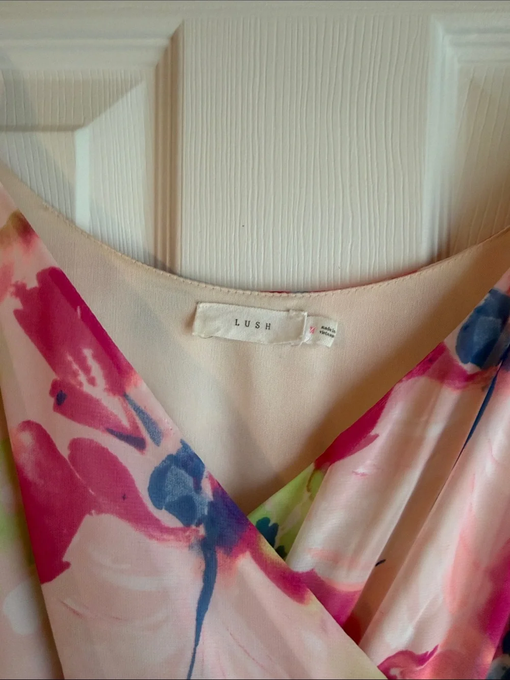 Lush Pink Floral Watercolor V-Neck High Low Maxi Dress